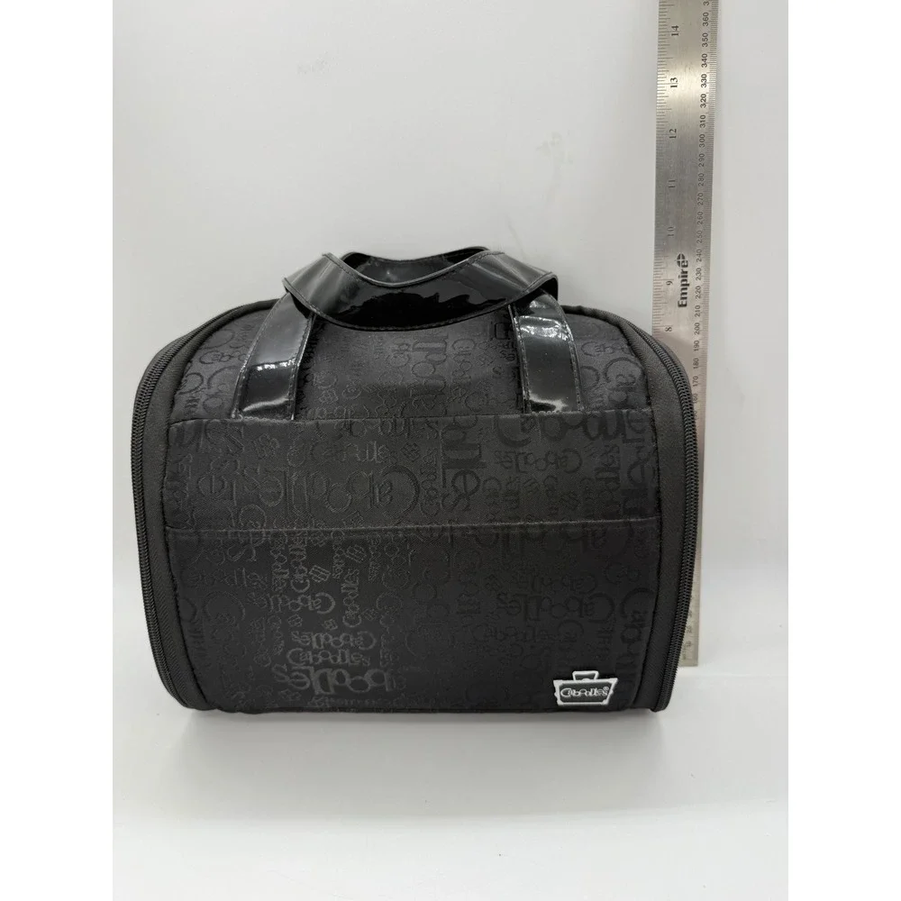 Caboodles Black Logo Print Hanging Toiletry Bag Makeup Organizer Travel Case